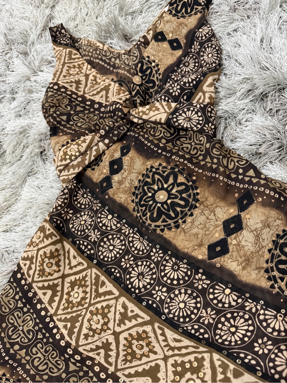 Vintage Y2K Byer California Brown & Black Patterned Top - Picture 2 of 7